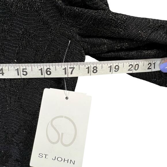 St John Evening Cardigan 2 Black Sparkly Metallic Sweater Quiet Luxury Vintage - Picture 8 of 16